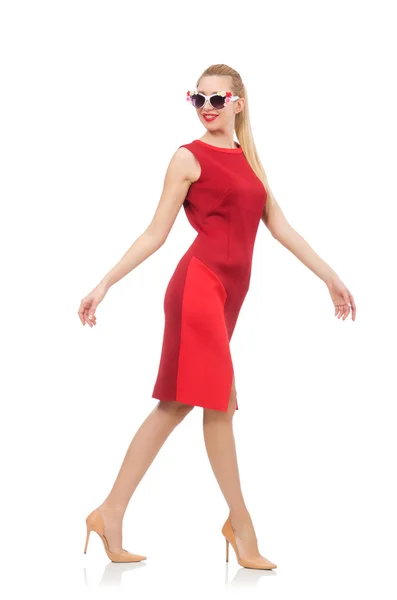 Mulher bonita em vermelho dres — Fotografia de Stock