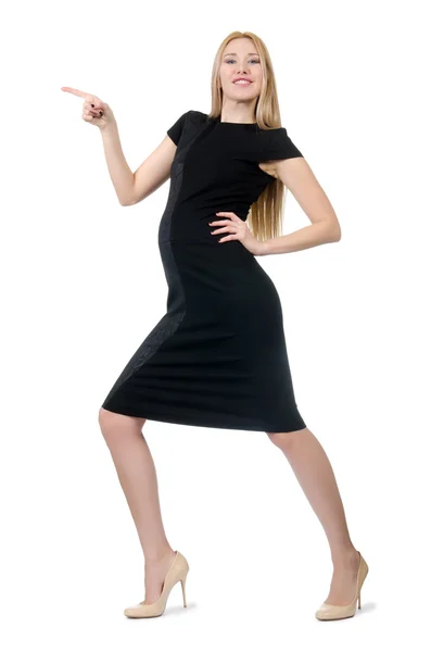 Pretty pregnant woman in black dress — Stock Photo, Image