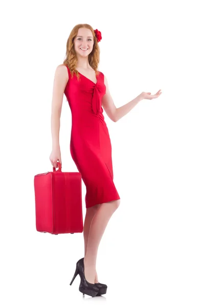 Pretty young girl in red dress — Stock Photo, Image