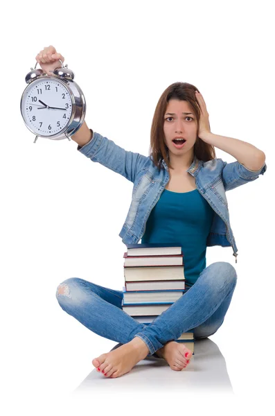 Student girl trying to meet her studying deadlines Stock Photo