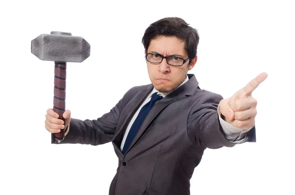 Business man holding hammer — Stock Photo, Image