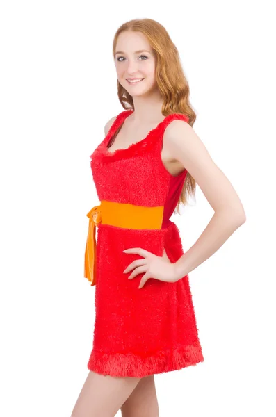 Pretty young girl in red dress — Stock Photo, Image