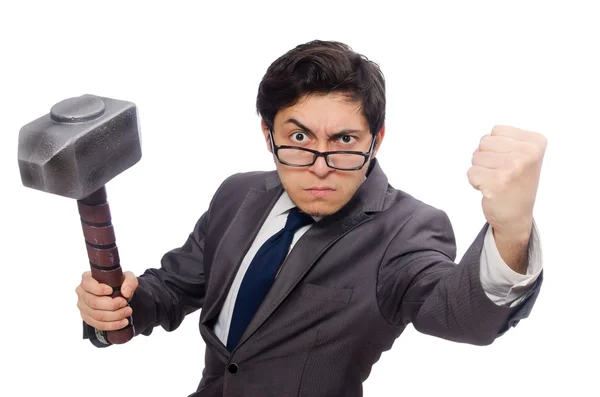 Business man holding hammer — Stock Photo, Image