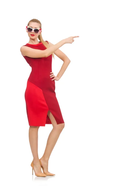 Mujer bastante joven en vestido rojo — Foto de Stock