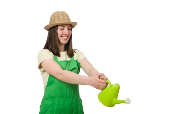 Woman with water can — Stock Photo, Image