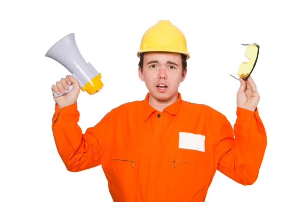 Construtor com alto-falante — Fotografia de Stock