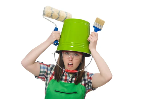 Woman painter with brush — Stock Photo, Image