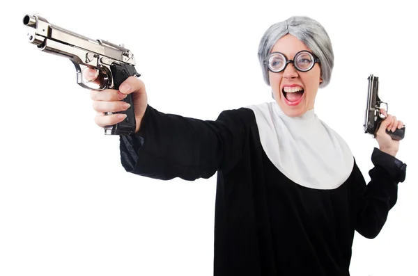 Comic nun isolated on white — Stock Photo, Image