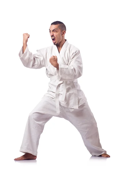 Karate fighter isolerat på vita — Stockfoto