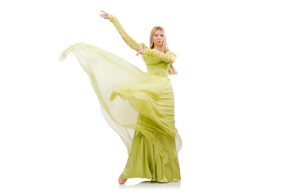 Hübsches Mädchen im eleganten grünen Kleid — Stockfoto