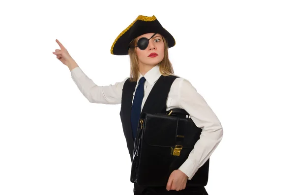 Досить піратська дівчина тримає сумку — стокове фото