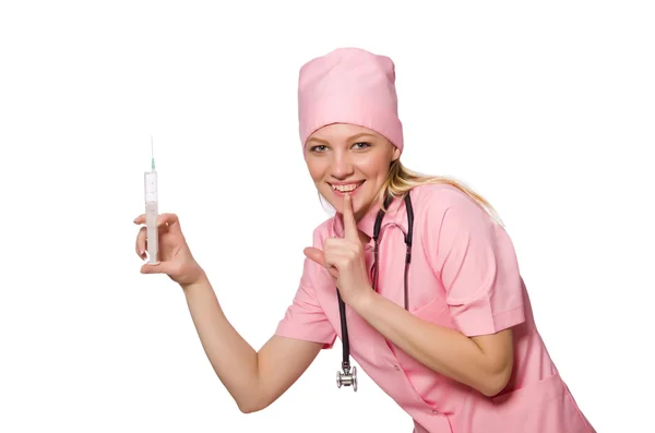 Woman doctor with syringe Royalty Free Stock Images