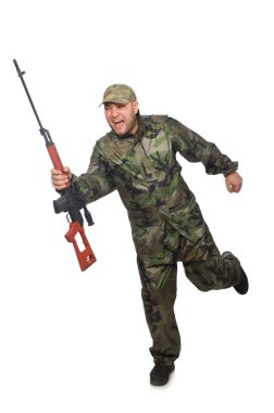 Bir tabanca ile çalışan asker
