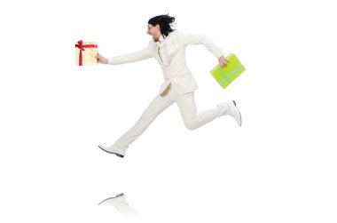 İzole giftbox adamla