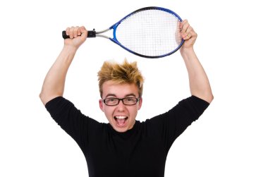 İzole komik tenis oyuncusu