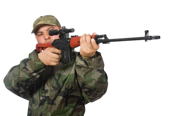 Solider holding rifle — Stock Photo, Image