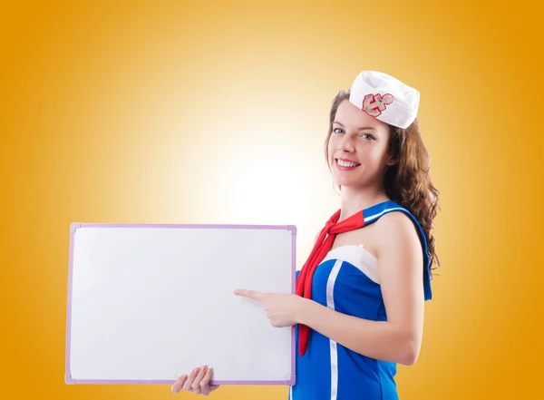 Giovane donna marinaio in concetto marino — Foto Stock