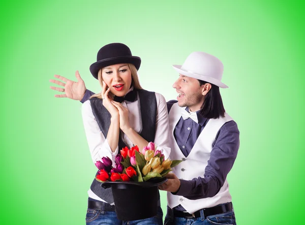 Pair in funny love concept — Stock Photo, Image