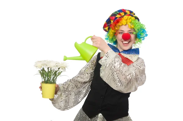 Clown femminile con fiori — Foto Stock