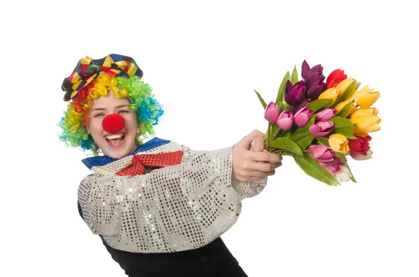 Clown femminile isolato su bianco — Foto Stock