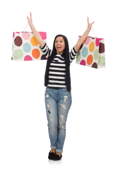 Femme avec sacs à provisions — Photo