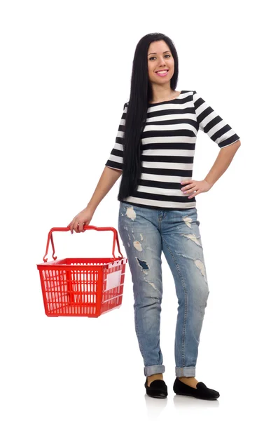 Woman with shopping cart — Stock Photo, Image