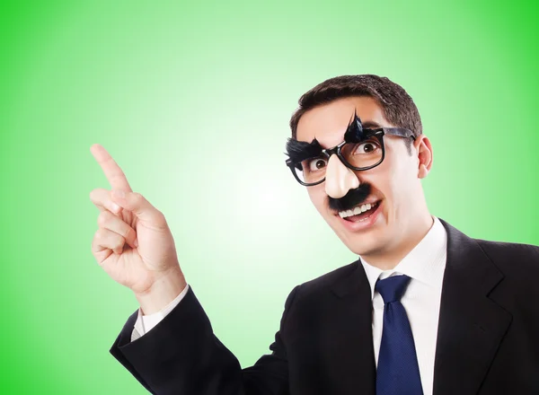 Hombre de negocios divertido con cejas y bigote —  Fotos de Stock