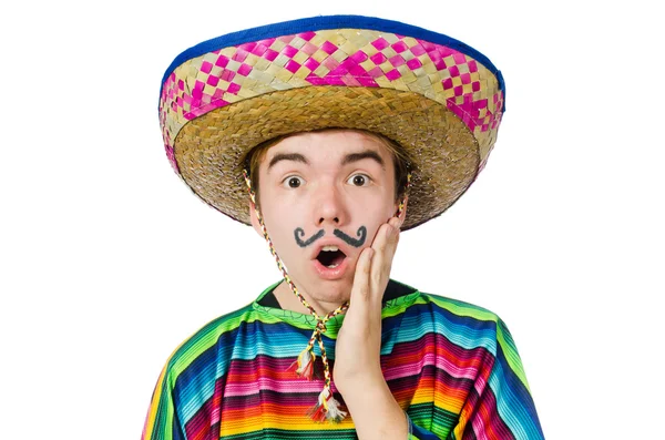 Divertente messicano con falsi baffi — Foto Stock