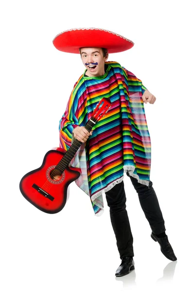 Grappige mexican met gitaar — Stockfoto