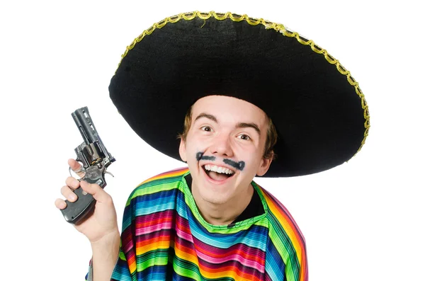 Mexicano engraçado com arma — Fotografia de Stock