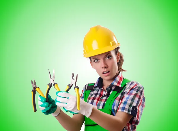 Woman worker against the gradient — Stock Photo, Image