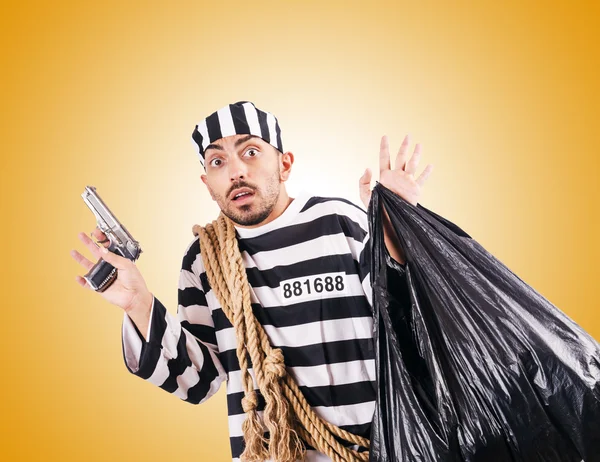 Condenar criminoso em uniforme listrado — Fotografia de Stock