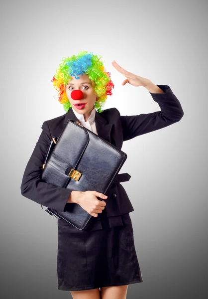 Clown donna in abito da lavoro — Foto Stock