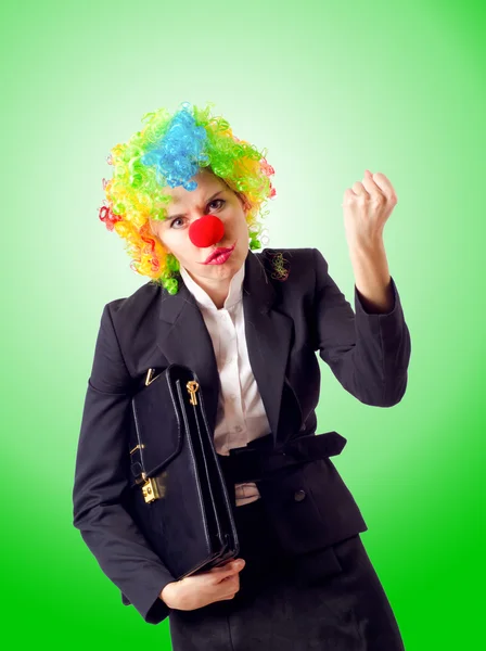 Clown donna in abito da lavoro — Foto Stock