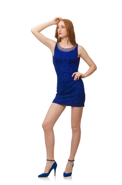 Girl in blue dress — Stock Photo, Image