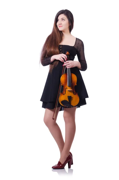 Woman performer with violin — Stockfoto