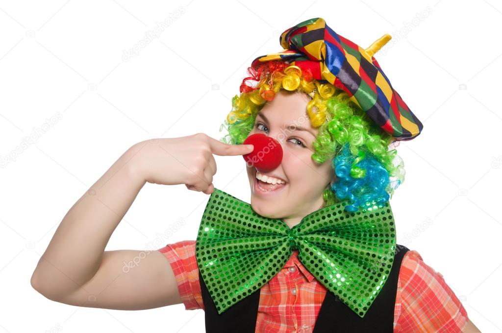 Female clown with red nose