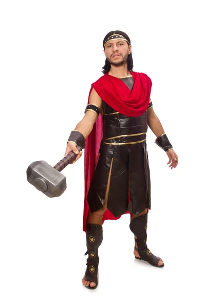 Gladiator with hammer on white — Stockfoto