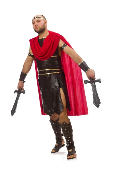 Gladiator with swords on white — Stockfoto