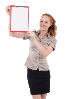 Genç ve güzel çalışan kağıt ile