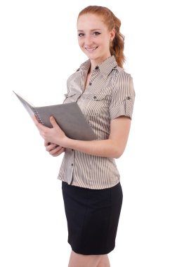 Genç ve güzel çalışan kağıt ile