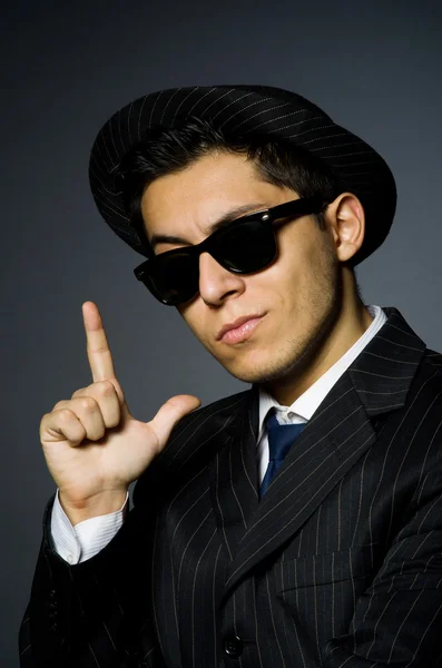 Young man in classic striped costume — Stock Photo, Image