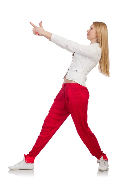 Femme en pantalon rouge — Photo