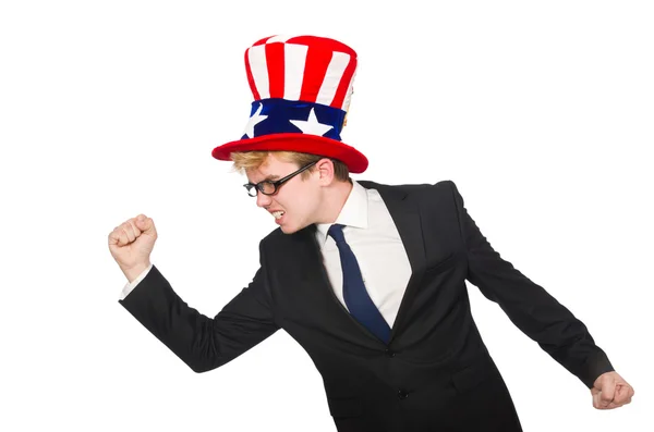 Affärsman med amerikanska hatt — Stockfoto