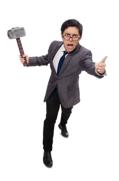 Business man holding hammer — Stock Photo, Image