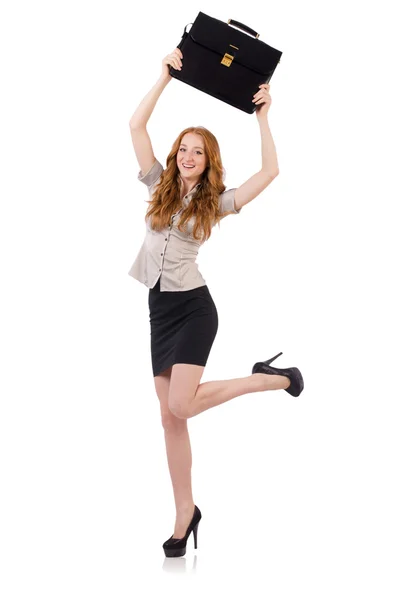 Pretty young employee with briefcase — Stock Photo, Image