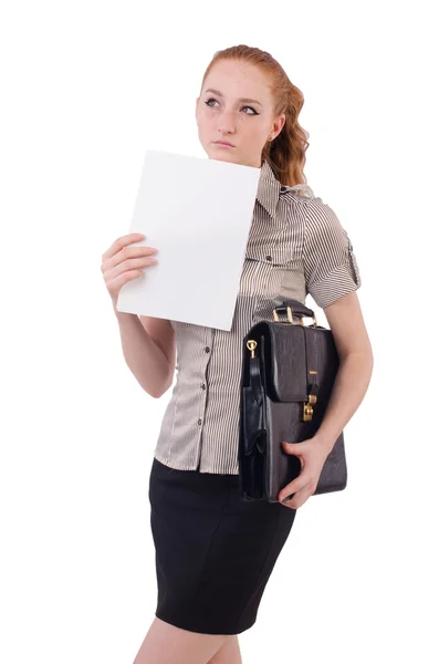 Pretty young employee with briefcase — Stock Photo, Image