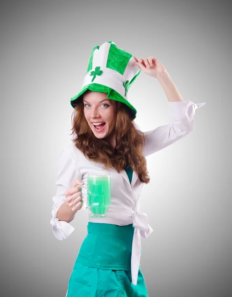 Young girl in saint patrick celebration concept — Stock Photo, Image