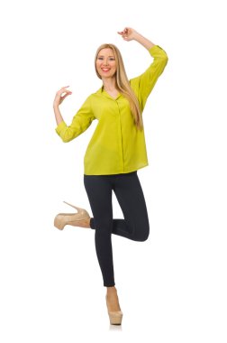 Kadın sarı gömlekli