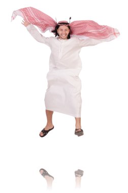 Arap işadamı üzerinde beyaz izole atlama